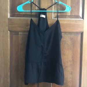 Hollister Black Flowy Tank with Lace Detail